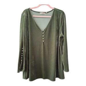 Soft Surroundings sage green olive green velour velveteen tunic size medium